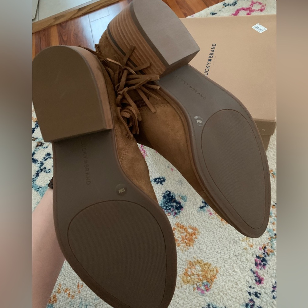 Lucky Brand Freedah Fringe Boots Honey Oiled Suede 10 - Picture 6 of 6